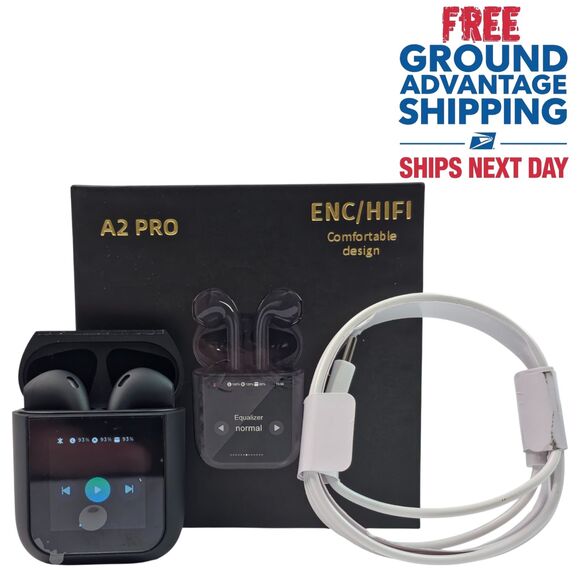 Wireless Earbuds Bluetooth 5.3 HiFi ENC Noise Cancelling LED Display Case Black - Picture 1 of 11